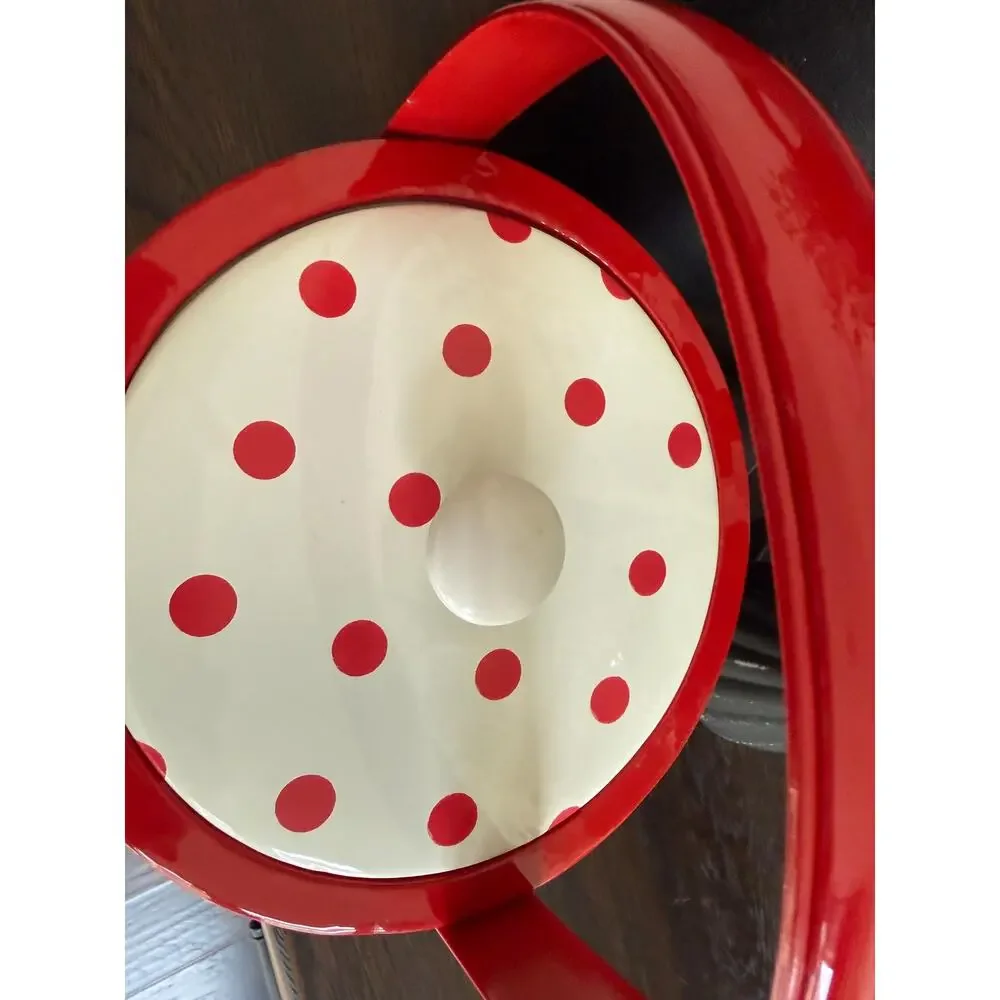 Vintage Red White Polka Dot Ice Bucket Retro Vinyl Barware Mid Century Style